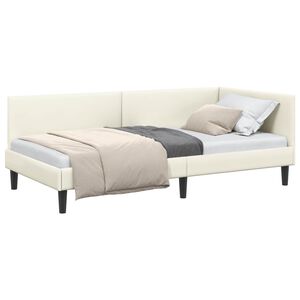 vidaXL Hoekbedframe met hoofdeinde Cr&egrave;me 90 cm x 200 cm Fluweel