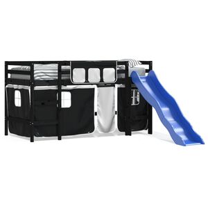 vidaXL Kinderhoogslaper met gordijnen 80x200 cm massief grenenhout