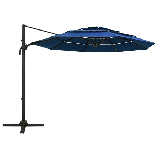 vidaXL Parasol 4-laags met aluminium paal 3x3 m azuurblauw