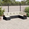 vidaXL 8-delige Loungeset met kussens poly rattan zwart