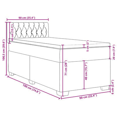 vidaXL Boxspring met matras stof blauw 90x190 cm