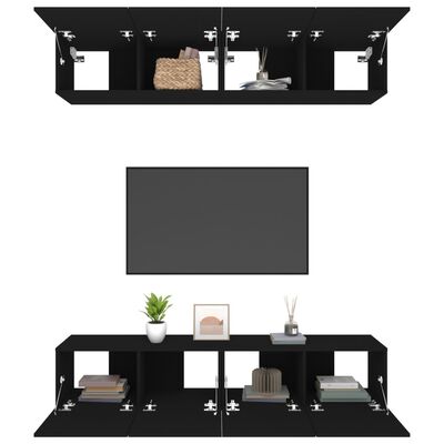 vidaXL Tv-meubelen 4 st 80x30x30 cm bewerkt hout zwart