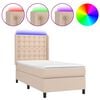 vidaXL Boxspring met matras en LED kunstleer cappuccinokleur 90x190 cm