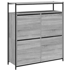 vidaXL Schoenenkast met 4 klaplades 100x34x112 cm grijs sonoma eiken