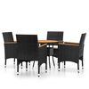 vidaXL 5-delige Tuinset poly rattan zwart