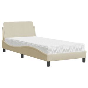 vidaXL Bed met matras "Dover" stof cr&egrave;mekleurig 90x200 cm