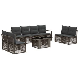vidaXL Tuinbankenset 9 st Grijs en Donkergrijs poly rattan
