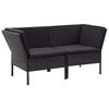 vidaXL 6-delige Loungeset met kussens poly rattan zwart