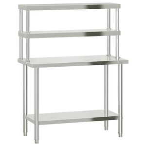 vidaXL Keukenwerktafel met bovenschap 110x55x150 cm roestvrij staal