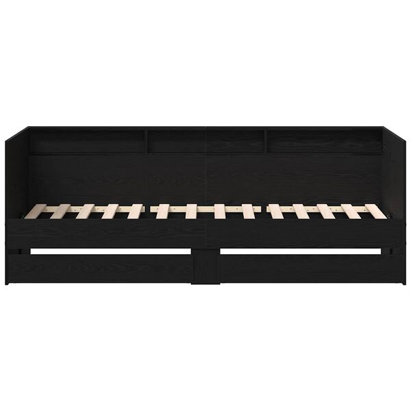 vidaXL Dagbed met hoofdeinde Zwart Eiken 100 x 200 cm Bewerkt hout