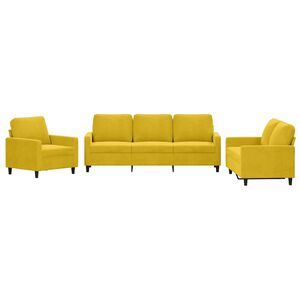 vidaXL 3-delige Loungeset met kussens fluweel geel