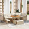 vidaXL Tuin Sofa Set met kussen met opslag 9 pcs Beige en Cr&egrave;me