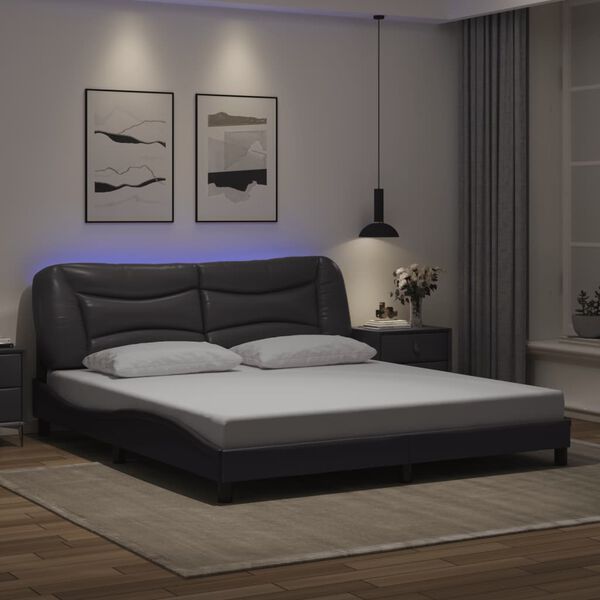 vidaXL Bedframe met LED zonder matras "Hvar" zwart 180x200 cm