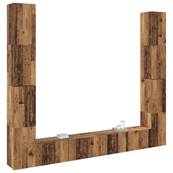 vidaXL Tv-wandkasten 6 st bewerkt hout oud houtkleurig