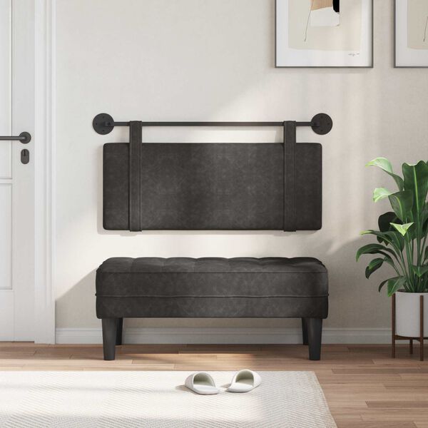 vidaXL Hangend Hoofdeinde Effen Zwart 110 x 55 x 5 cm Antiek PU