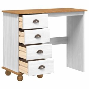 vidaXL Schrijfbureau ASKIM Wit 95 x 40 x 75 cm Massief grenenhout