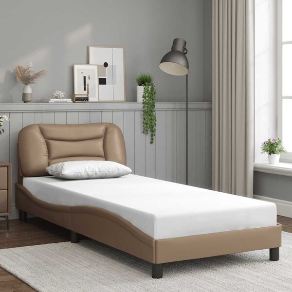 vidaXL Bedframe zonder matras "Hvar" kunstleer cappucinnokleurig 90x190 cm