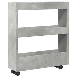 vidaXL Opbergtrolley smal 3-laags bewerkt hout betongrijs
