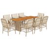 vidaXL 9-delige Tuinset met kussens poly rattan beige