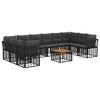 vidaXL Buiten bankenset 11 pcs Zwart en Donkergrijs Polyester