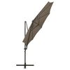 vidaXL Zweefparasol met paal en LED-verlichting 300 cm taupe