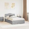 vidaXL Bedframe met hoofdeinde Grijs Sonoma 135 x 190 cm Bewerkt hout
