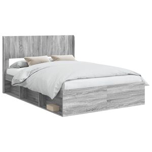 vidaXL Bedframe met opbergruimte en hoofdbord Grijs Sonoma