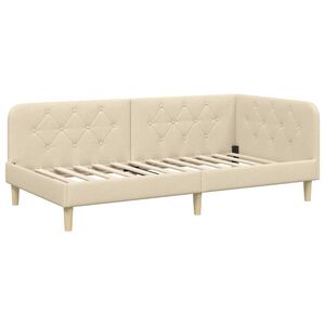 vidaXL Hoekbedframe met hoofdeinde Cr&egrave;me 90 x 190 cm Stof