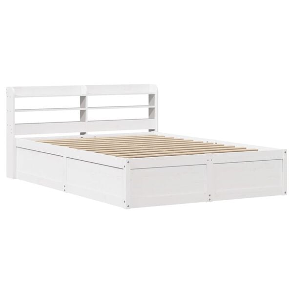 vidaXL Bedframe met hoofdbord massief grenenhout wit 120x190 cm