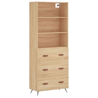 vidaXL Hoge kast 69,5x34x180 cm bewerkt hout sonoma eikenkleurig