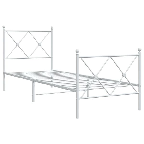 vidaXL Bedframe met hoofd- en voeteneinde metaal wit 80x200 cm