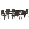 vidaXL Tuin eettafelset 7 pcs Bruin en zwart PE Rattan