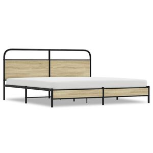 vidaXL Bedframe zonder matras metaal sonoma eikenkleurig 193x203 cm