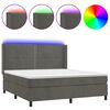 vidaXL Boxspring met matras en LED fluweel donkergrijs 180x200 cm