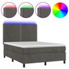 vidaXL Boxspring met matras en LED fluweel donkergrijs 140x190 cm