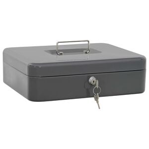 vidaXL Cash Box met slot Donkergrijs 30 x 24 x 9 cm Staal