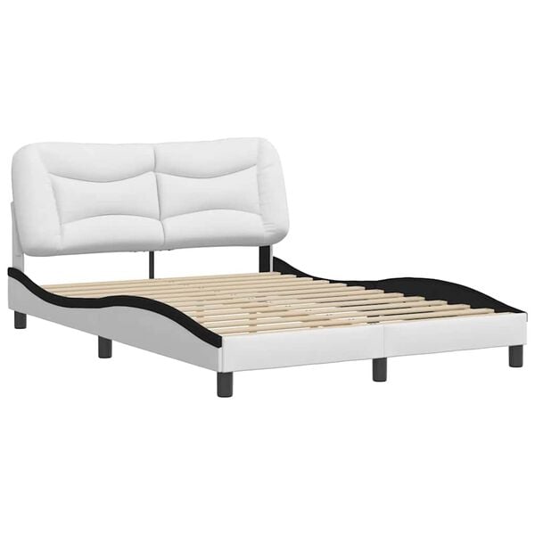 vidaXL Bedframe zonder matras "Hvar" kunstleer zwart en wit 140x200 cm