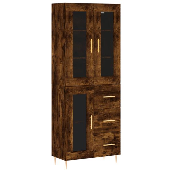 vidaXL Hoge kast 69,5x34x180 cm bewerkt hout gerookt eikenkleurig