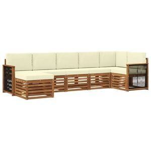 vidaXL Hoekbank Set met kussen 6 pcs Natuurlijk en Cr&egrave;me