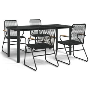 vidaXL 5-delige Tuinset PVC-rattan zwart