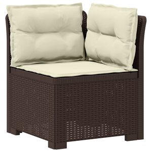 vidaXL E&eacute;npersoons Tuinbank met Kussens Rattan Look PP Bruin