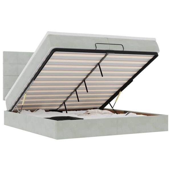 vidaXL Ottoman bed met matrassen 200x200cm fluweel lichtgrijs