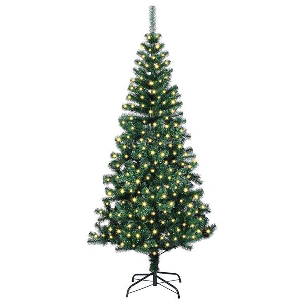 vidaXL Kunstmatig Voorverlicht Kerstboom Groen 240 cm PVC en Metaal