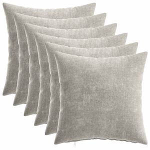 vidaXL Kussensloop 6 st HEERLEN Lichtgrijs 30 x 30 cm Chenille Stof