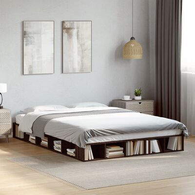 vidaXL Bedframe bewerkt hout bruin eikenkleur 160x200 cm