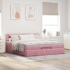 vidaXL Bed poef met matras en LED's 180x200 cm fluweel roze