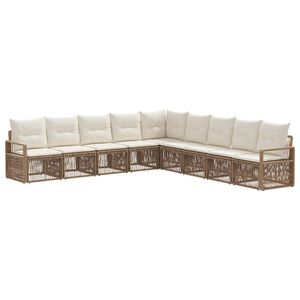 vidaXL Tuinbankenset 9 pcs Beige poly rattan