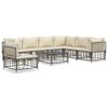 vidaXL 8-delige Loungeset met kussens poly rattan antracietkleurig