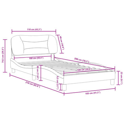 vidaXL Bedframe met hoofdbord kunstleer cappuccinokleurig 100x200 cm