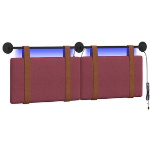 vidaXL Hangend hoofdbord Met LED-verlichting Wijnrood Antiek PU